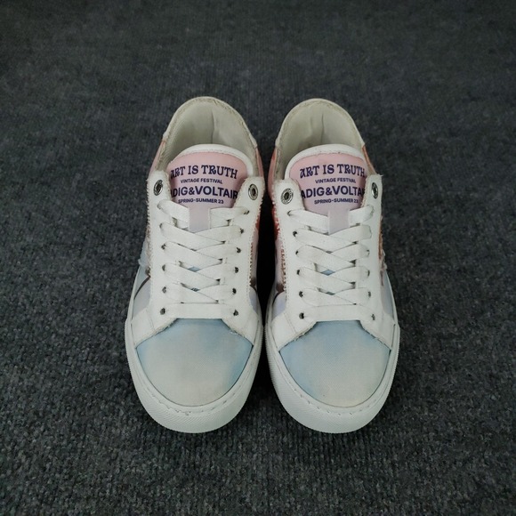 Zadig & Voltaire Art Is‎ Truth Shoes Womens Size 8.5 EU 39 Palm Print Sneakers - Picture 3 of 15